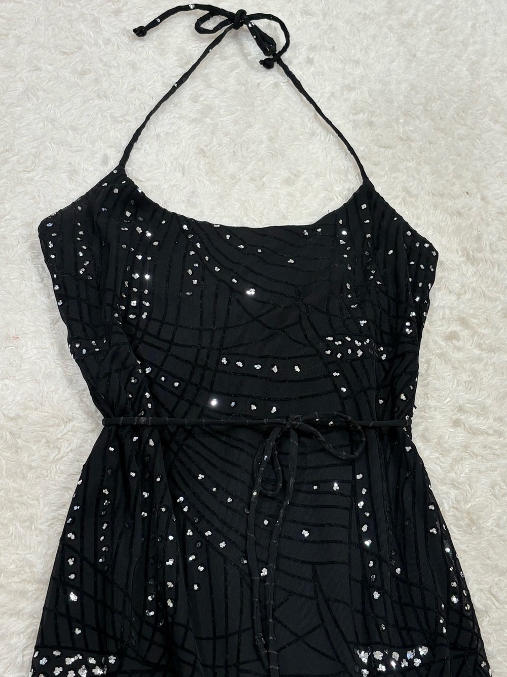 Ruby Rox Black Halter Sequin Party Dress Size M